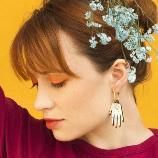 Hand Earrings Purple