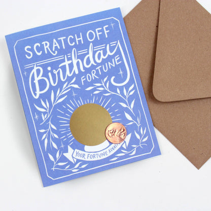 Scratch-off Fortune Card -  Blue Floral Birthday