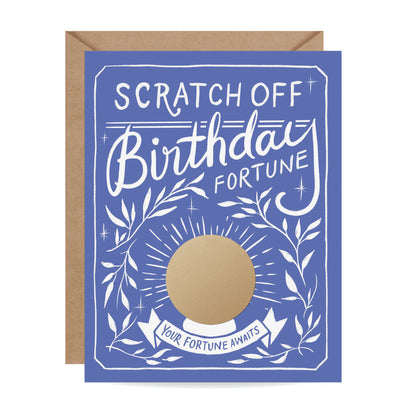 Scratch-off Fortune Card -  Blue Floral Birthday