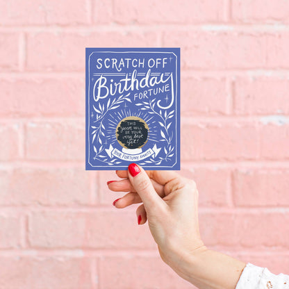 Scratch-off Fortune Card -  Blue Floral Birthday