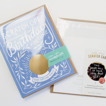 Scratch-off Fortune Card -  Blue Floral Birthday