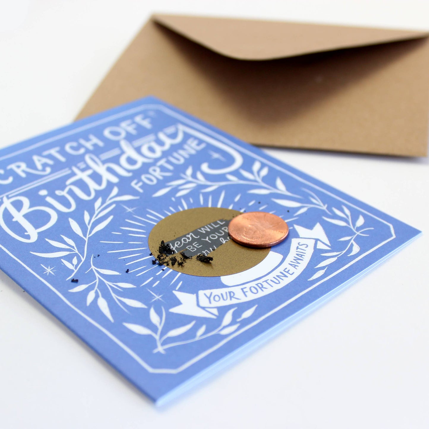 Scratch-off Fortune Card -  Blue Floral Birthday